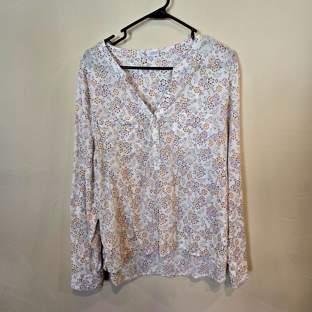Carve Designs Dylan Gauze Shirt, Cloud Ditsy pattern, size XL